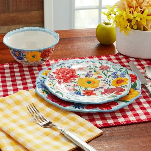 Brand New The Pioneer Woman Brilliant Blooms 12-Piece Stoneware Dinnerware Set - Picture 2 of 5